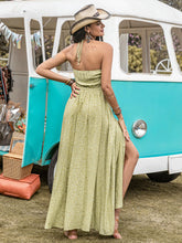 Printed Halter Neck Maxi Dress OutfitFlow